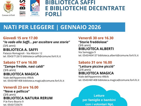 Gennaio alle biblioteche decentrate di Forlì - Nati per Leggere
