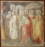 Pittore del XIV secolo, detto Augustinus, Corteo dei Magi e i Santi Pietro, Paolo e Girolamo