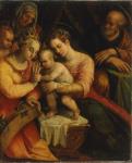 Pittore emiliano-romagnolo del XVI secolo, Lo sposalizio di Santa Caterina e i Santi Anna, Giuseppe e Giovannino, seconda metà del XVI secolo